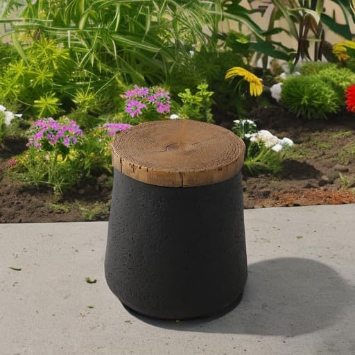 SUNBURY Small Outdoor Side Table, Accent Side Table, Garden Stool Wooden-Look - Image 6
