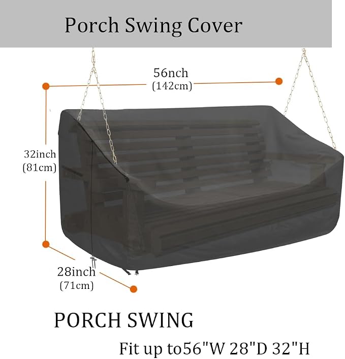 Porch Swing Cover 56 Inch Waterproof 600D Oxford Hanging Outdoor Swing Cover - Image 2