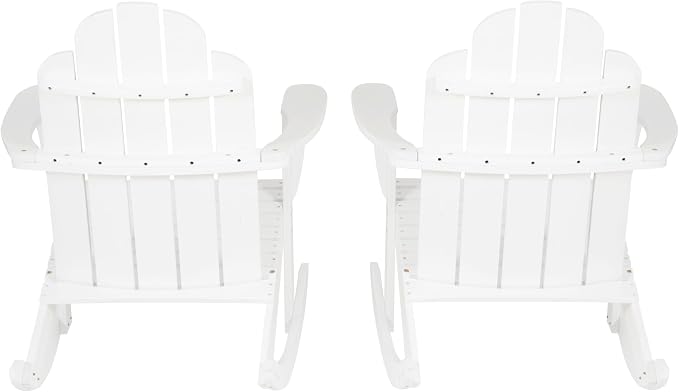 Jayde White Solid Wood Outdoor Adirondack Rocking Chair Set of 2 by Linon - Image 9
