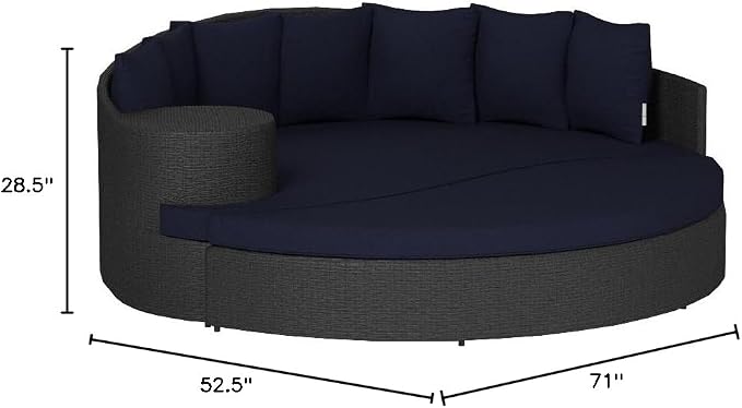 Modway Sojourn Wicker Rattan Outdoor Patio Sunbrella Fabric Daybed in Canvas - Image 3