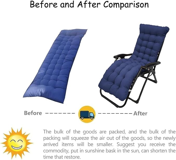 Patio Chaise Lounger Cushion, 61in Lounge Chair Recliners Chair Cushions - Image 5