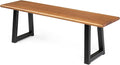 VINGLI Outdoor Bench with Metal Legs Rustic, Wood Dining Bench Indoor Outdoor by VINGLI