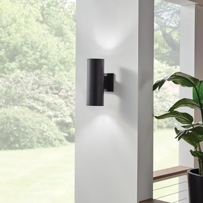 Kichler Cylinders 12" Outdoor Wall Sconce in Black, 2-Light Exterior Wall Light - Image 6