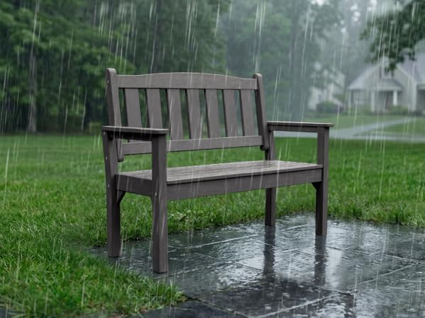 Psilvam 2-Person Outdoor Memorial Bench, All-Weather Poly Lumber Garden Bench - Image 7