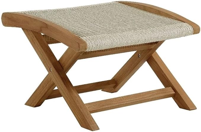 Modway Vienna Outdoor Patio Teak Wood Folding Ottoman in Natural Natural by Modway
