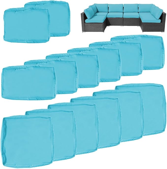 14Pcs Outdoor Cushion Covers Replacement Washable w/Zipper - Image 2