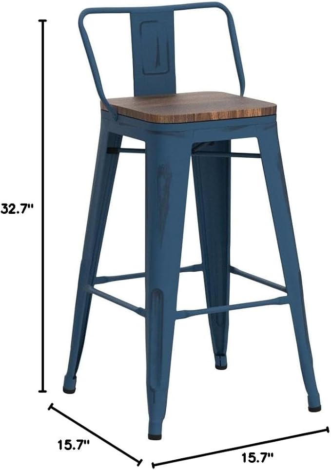 Andeworld Bar Stools Set of 4 Counter Height Stools Industrial Metal Barstools - Image 2