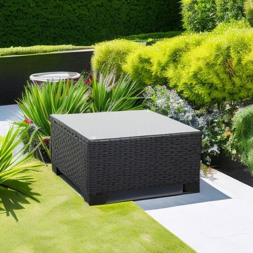 Rattaner Patio Furniture Wicker Coffee Table Outdoor Garden Square Side Table - Image 5