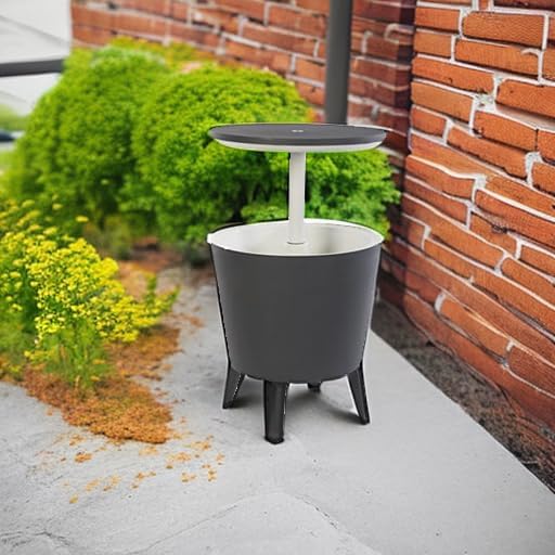 Keter Modern Cool Bar Outdoor Patio Furniture and Hot Tub Side Table - Image 2