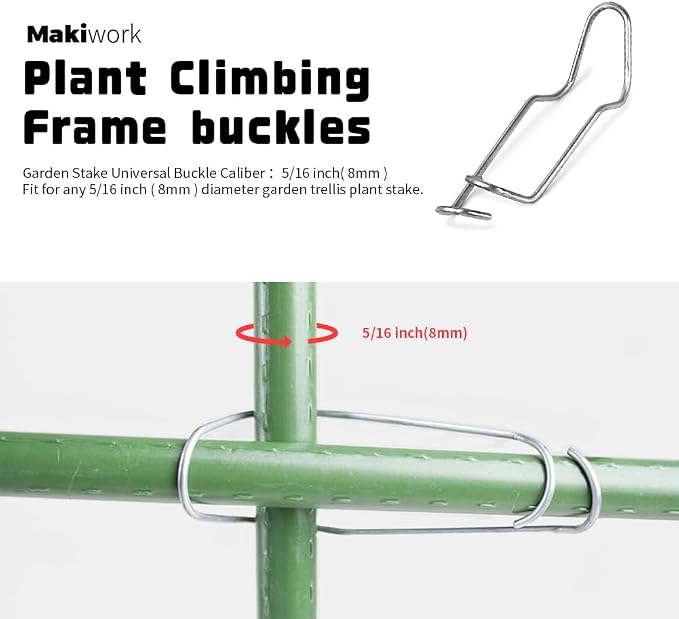 5/16 Inch 8mm Plants Vines Stakes Galvanized Steel Clips Garden Support Stakes - Image 2