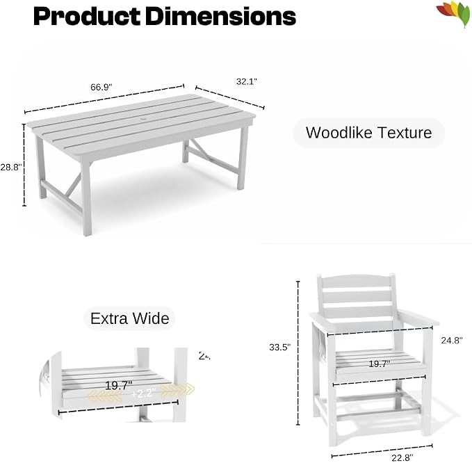 Outdoor HDPE Dining Set 7 Pieces, Patio Table - Image 7