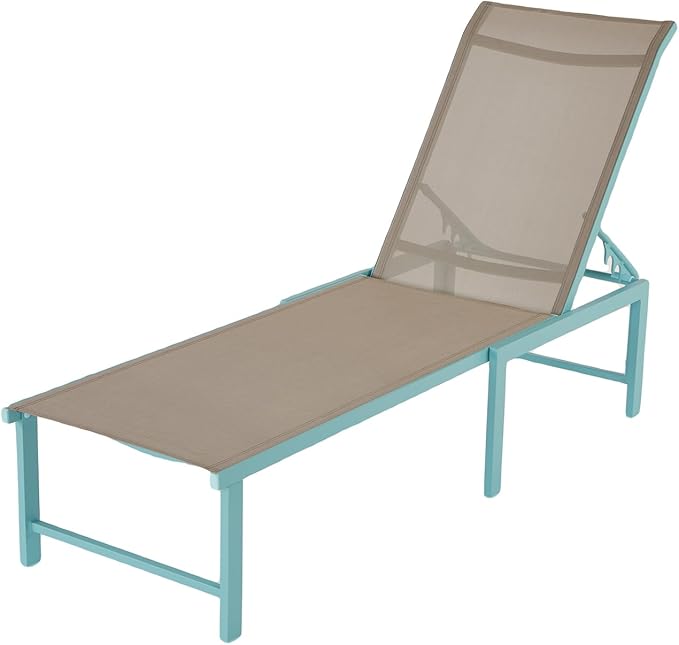 Outdoor Pool Lounge Chairs, Aluminum Patio Lounge Chairs, Five-Position by RICNOD