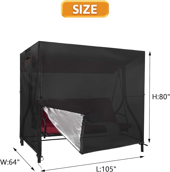Kasla Swing Cover, Waterproof, Fits Outdoor Patio Swing 3 Seater & Backyard - Image 2