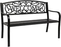 50in Outdoor Garden Park Bench, Outdoor Metal Porch Benches, Weatherproof Patio by Unknown