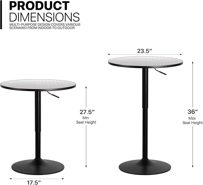 MoNiBloom Pub Round Table Silver Stripe Top - Image 3