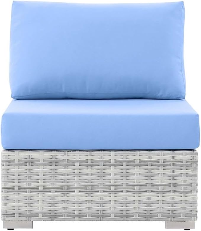 Modway Convene Wicker Rattan Outdoor Patio Armless Chair in Light Gray Light - Image 4