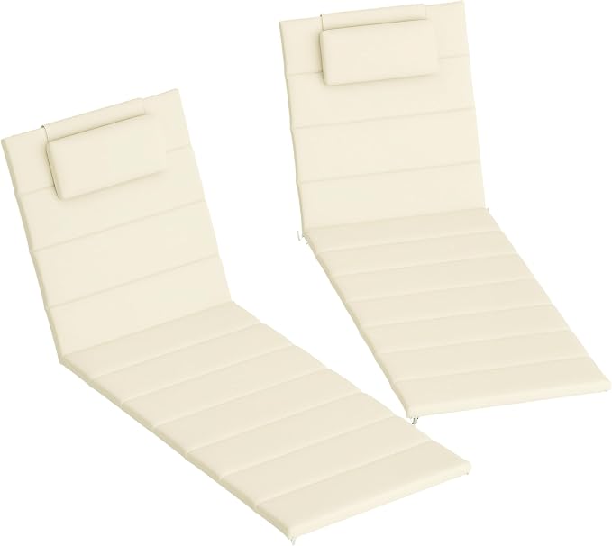 Outsunny Outdoor Lounge Chair Cushion Set of 2, Foldable Patio Chaise Lounge by Outsunny