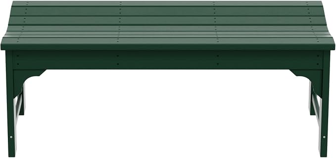 WO Home Furniture Outdoor 46" Backless HDPE Adirondack Bench, Poly Lumber Seat - Image 5