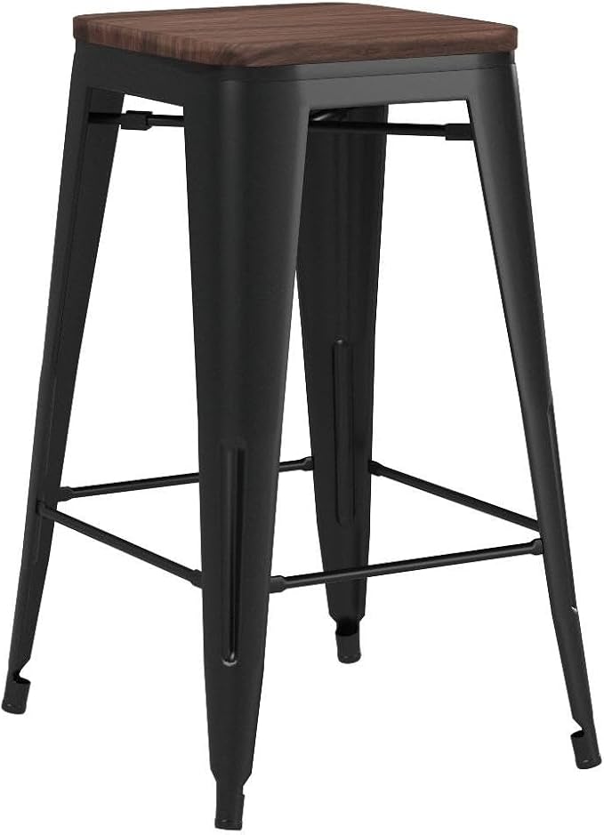 Andeworld Bar Stools Set of 4 Stackable Metal Bar Stools Industrial Counter - Image 4