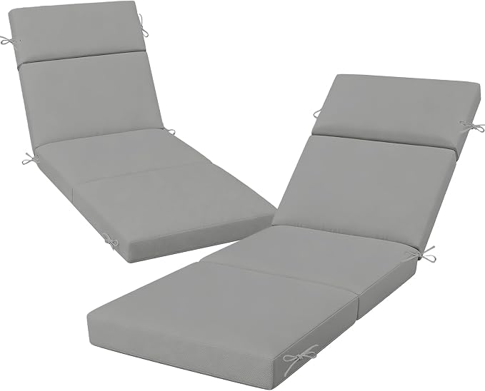 Outdoor Chaise Lounge Cushion 72" x 21" x 3", 4-Section Folding Patio Lounge by VOGVOG