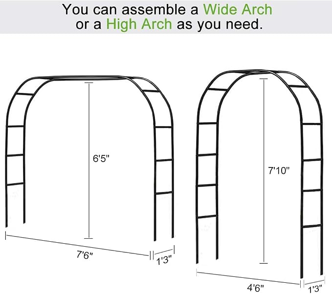 Metal Garden Arbor Wedding Arch 76.8 Inch H x 90.5 Inch W \94.5 Inch H x 55 - Image 2