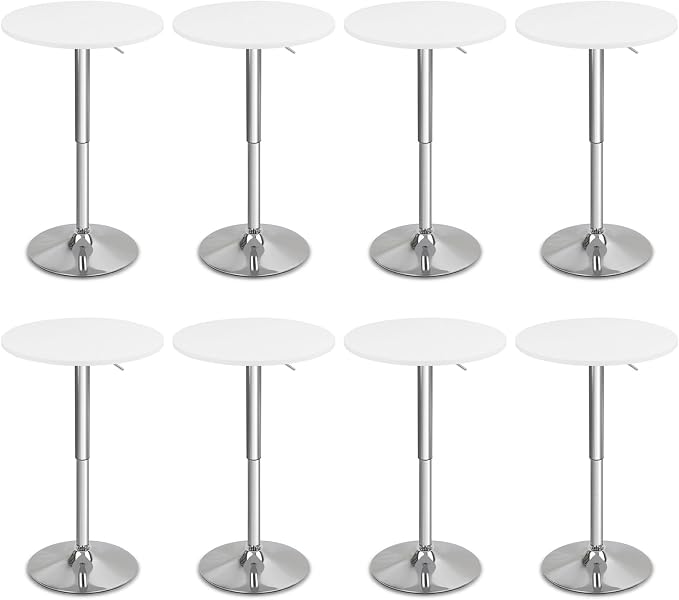 CLATINA Round Bar Pub Tables Set of 8, 360° Swivel High Top Cocktail Table by CLATINA