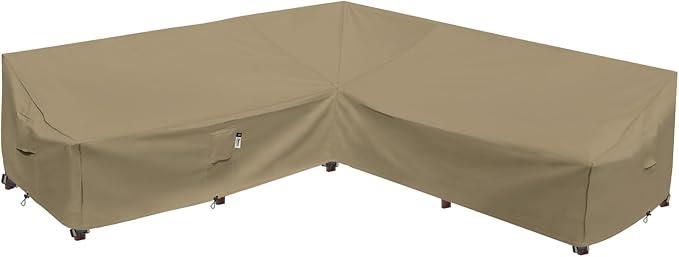Heavy Duty Outdoor Sectional Sofa Cover, V-Shaped Lawn Winter Patio Furniture by Flexiyard