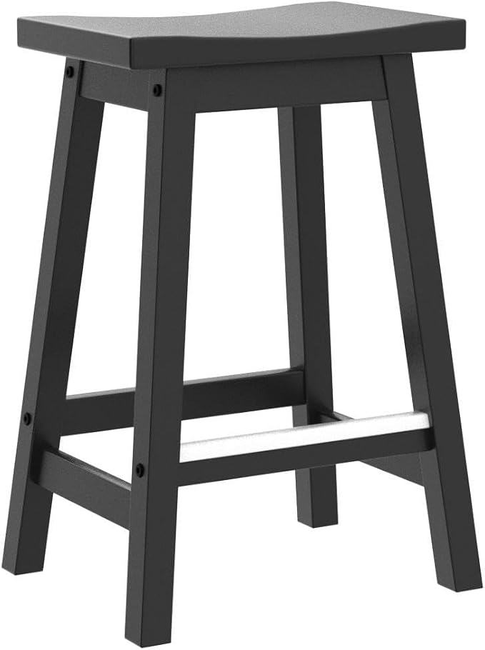 PayLessHere Bar Stools Set of 2, Wooden Saddle Stools 24 Inch Heigh, Bar Chairs - Image 5