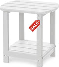 Adirondack Square Outdoor Side Table, 2-Tier Storage Patio Side Table, HDPE End by GARDENSTAR