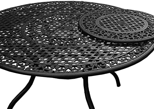 Oakland Living Ornate Outdoor Mesh Aluminum 59-in Black Large Round Patio - Image 5