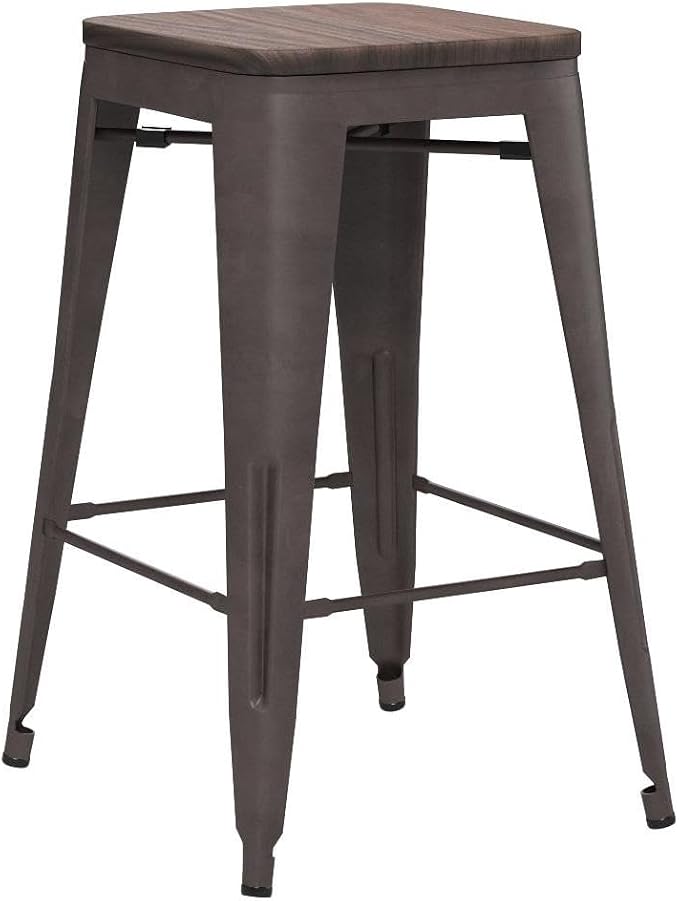 Andeworld Bar Stools Set of 4 Stackable Metal Bar Stools Industrial Bar Height - Image 5