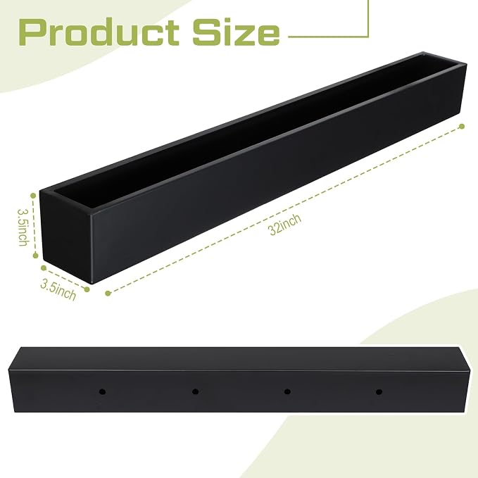 32 x 3.5 x 3.5 Inch Long Rectangular Planter Box Window Sill Plant Box Metal - Image 3