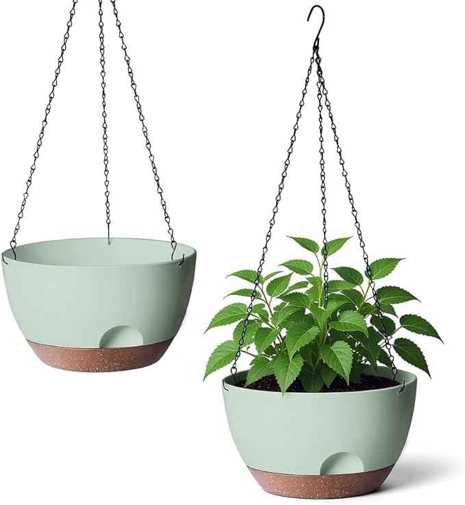 Hanging Planter for Indoor Plants, 10 Inch Self-Watering Hanging Planters by LesOasis