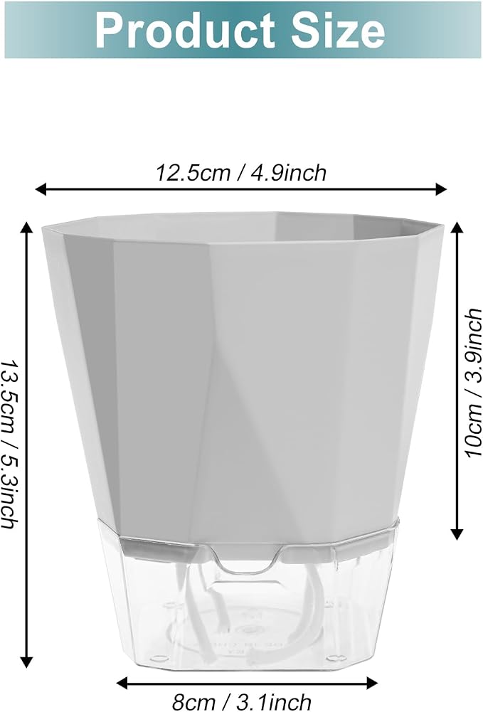 3 Pack Self Watering Planter Pots, 4.9 Inch African Violet Pots - Image 2
