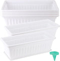 JOIKIT 6 Packs 17 Inch White Plastic Flower Window Boxes Planters by JOIKIT