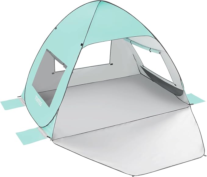 TOBTOS UPF 50+ Pop Up Beach Tent, Easy Set Up Beach Umbrella, Sun Shelter by TOBTOS