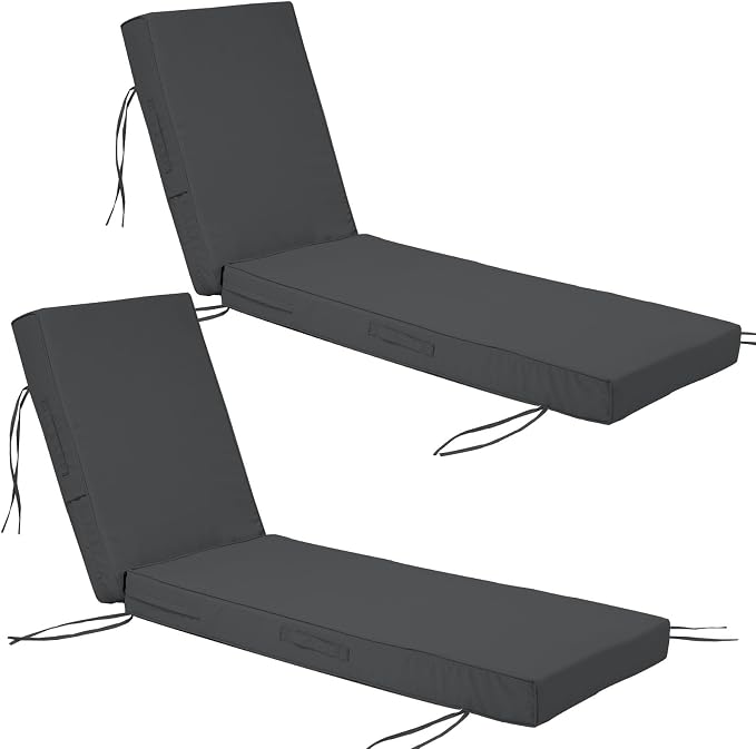 Chaise Lounge Cushions Outdoor Set of 2, Waterproof & Fade Resistant Patio by SXIORMHJ