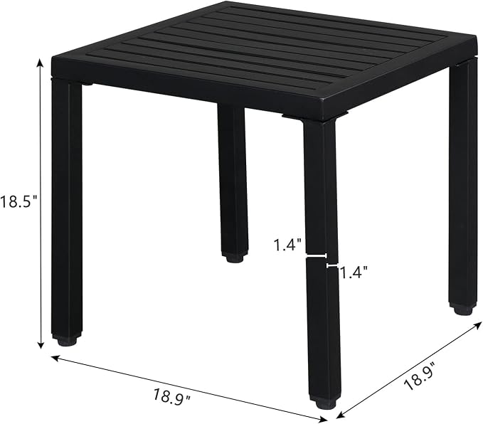 Outvita Metal Square Side Table, Indoor Outdoor Small Patio End Table, Portable - Image 3