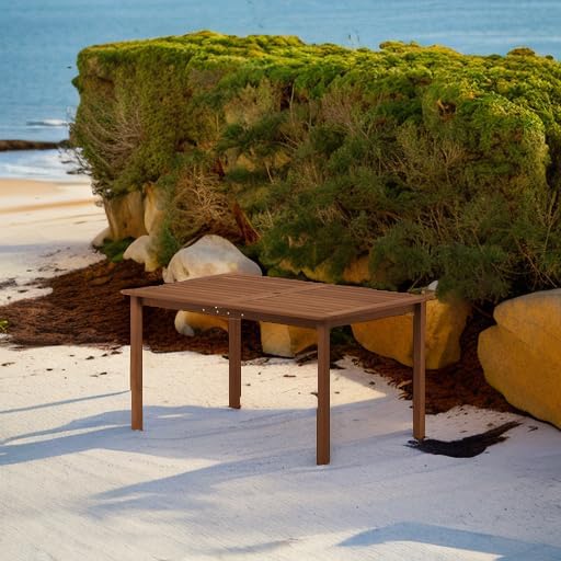 Furinno Tioman Outdoor Dining Table, Natural 35.5"D x 59.0"W x 29.0"H - Image 5