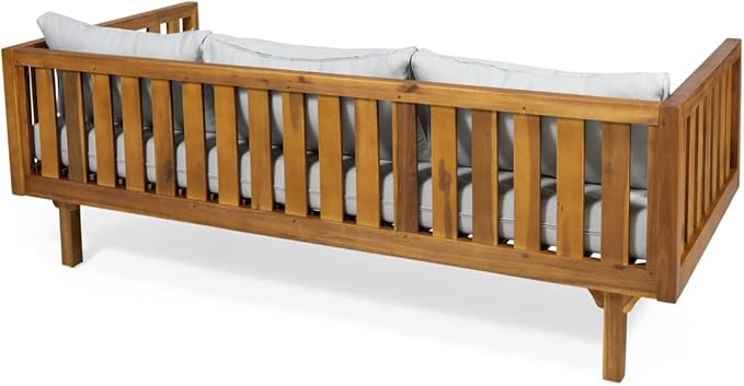 Christopher Knight Home Tina Outdoor 3 Seater Acacia Wood Daybed, Teak Finish - Image 4