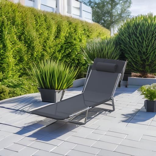 Outsunny Folding Chaise Lounge Pool Chairs, Outdoor Sun Tanning Chairs - Image 6