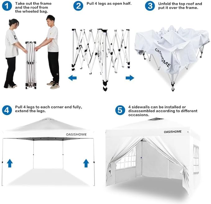 OASISHOME Pop-up Gazebo Instant Portable Canopy Tent 10'x10', - Image 6
