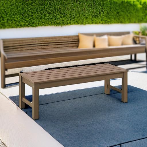 Psilvam Knight Bench, Two Person Outdoor Poly Lumber Patio Backless Bench - Image 5