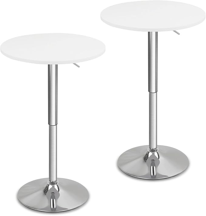 CLATINA Round Bar Pub Tables Set of 2, 360° Swivel High Top Cocktail Table by CLATINA