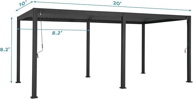 Mirador 111S Round Louvered Pergola Gazebo, 10Ft x 20Ft, Full Aluminum Frame - Image 6