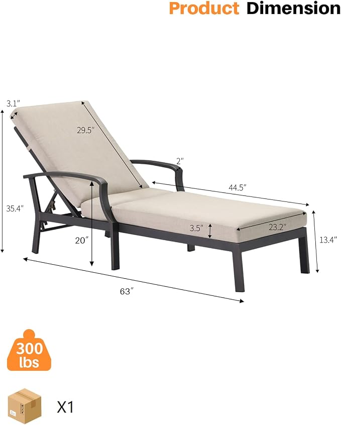Pool Lounge Chair, Never-Rust Aluminum Outdoor Chaise Lounge - Image 4