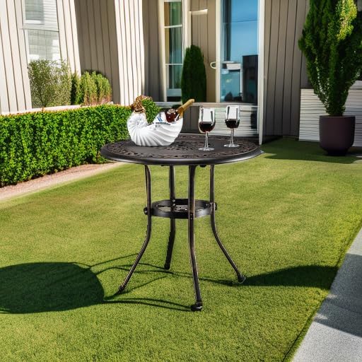 VINGLI 32" Outdoor Dining Table, Round Patio DiningTable - Image 6