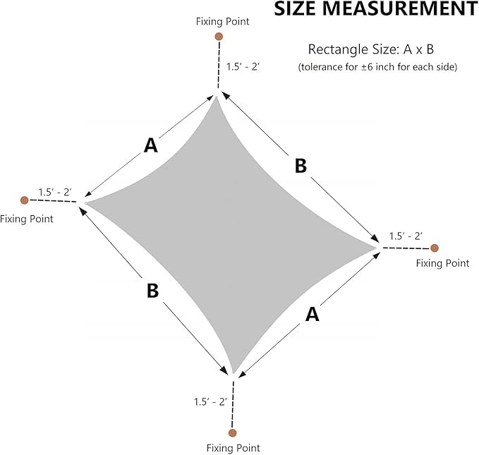 AsterOutdoor Sun Shade Sail Rectangle 8' x 12' UV Block Canopy - Image 4