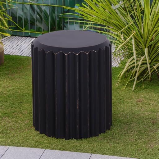 Afterglow Terrafab Material Outdoor Round Side Table, Natural Decorative Garden - Image 5