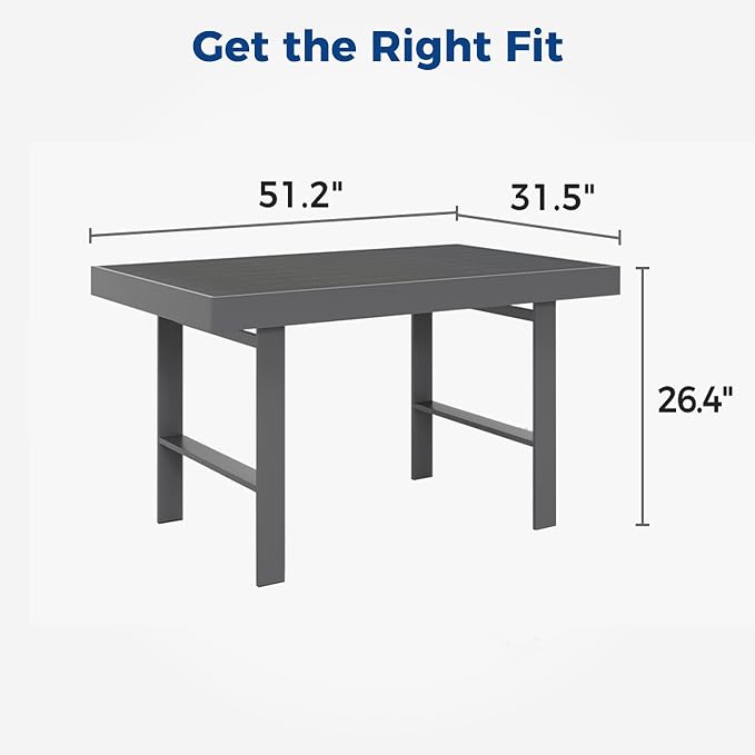 Wisteria Lane Aluminum Outdoor Patio Furniture Dining Table, All-Weather - Image 2